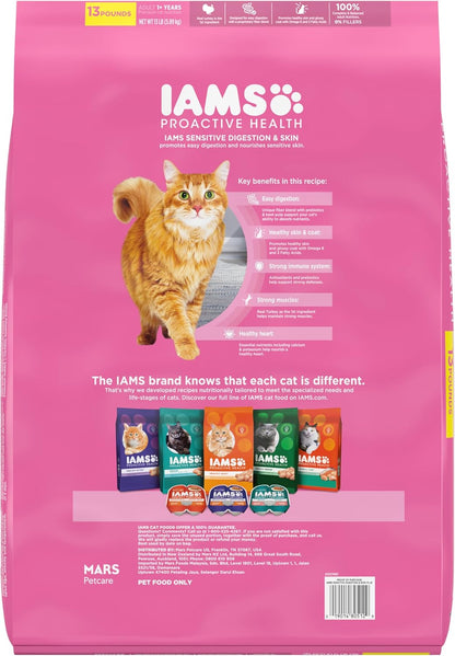Nourish Your Cat's Health with IAMS Proactive Health Adult Sensitive Digestion & Skin Dry Cat Food – Turkey Flavor, 13 Lb Bag