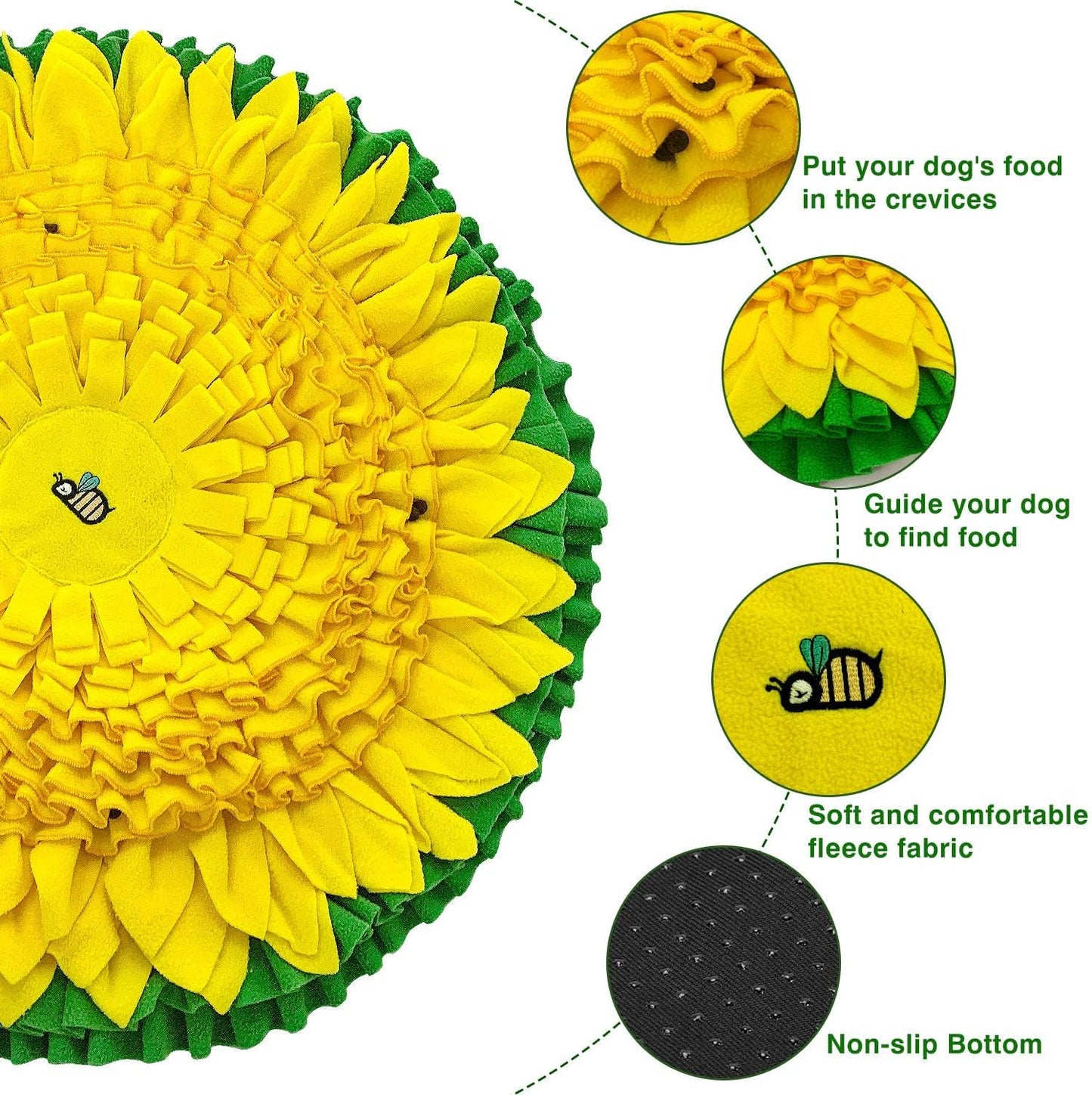 Dog Snuffle Mat for Feeding, Hunting, Foraging, Dogs Nosework Training Smell Toys-Treat Interactive Puzzle Dispenser, Slow Feeder Mat & Feed Game- Machine Washable (24 Inches)