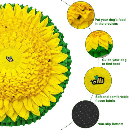 Dog Snuffle Mat for Feeding, Hunting, Foraging, Dogs Nosework Training Smell Toys-Treat Interactive Puzzle Dispenser, Slow Feeder Mat & Feed Game- Machine Washable (24 Inches)