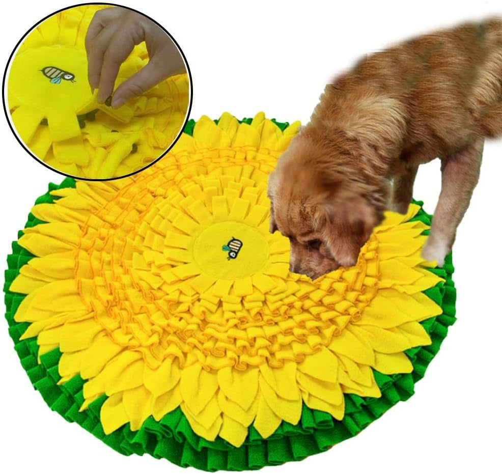 Dog Snuffle Mat for Feeding, Hunting, Foraging, Dogs Nosework Training Smell Toys-Treat Interactive Puzzle Dispenser, Slow Feeder Mat & Feed Game- Machine Washable (24 Inches)