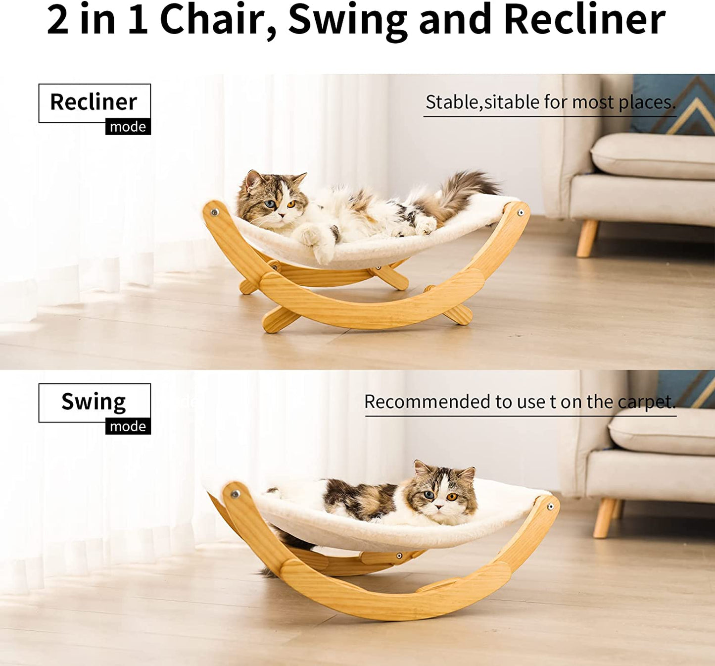 Elevate Your Cat's Comfort with the Stylish New Moon Cat Hammock - Perfect Indoor Bed for Cats and Small Dogs!