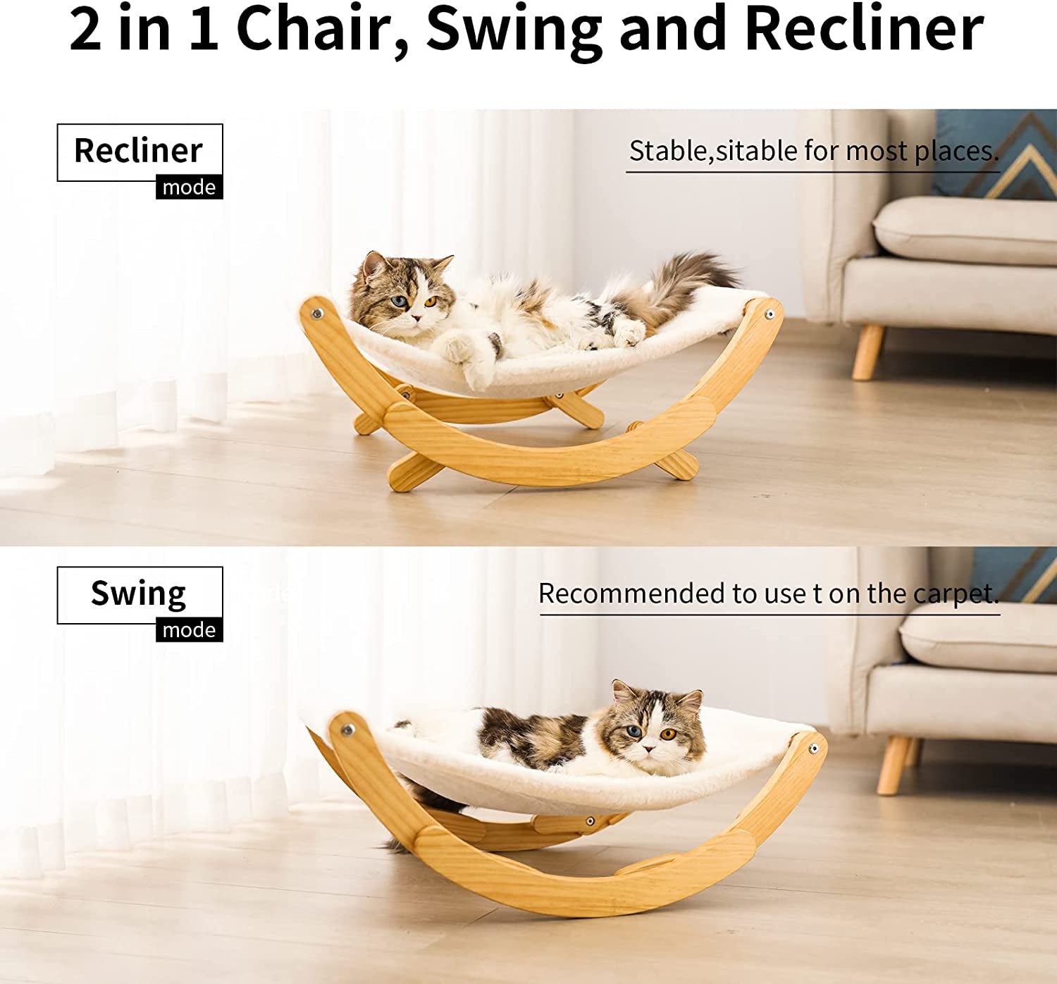 Elevate Your Cat's Comfort with the Stylish New Moon Cat Hammock - Perfect Indoor Bed for Cats and Small Dogs!