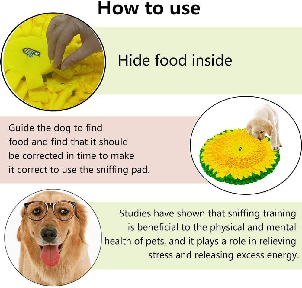 Dog Snuffle Mat for Feeding, Hunting, Foraging, Dogs Nosework Training Smell Toys-Treat Interactive Puzzle Dispenser, Slow Feeder Mat & Feed Game- Machine Washable (24 Inches)