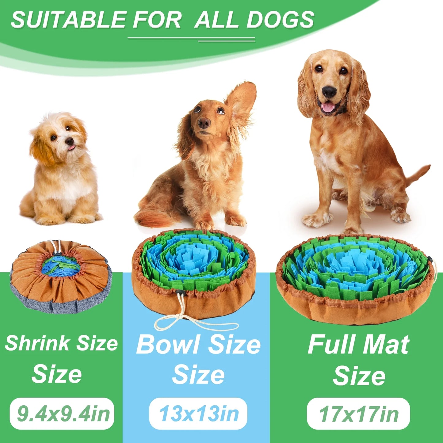 Interactive Snuffle Mat for Dogs - Adjustable Feeding Mat for Smell Training and Slow Eating, Perfect for All Dog Sizes!