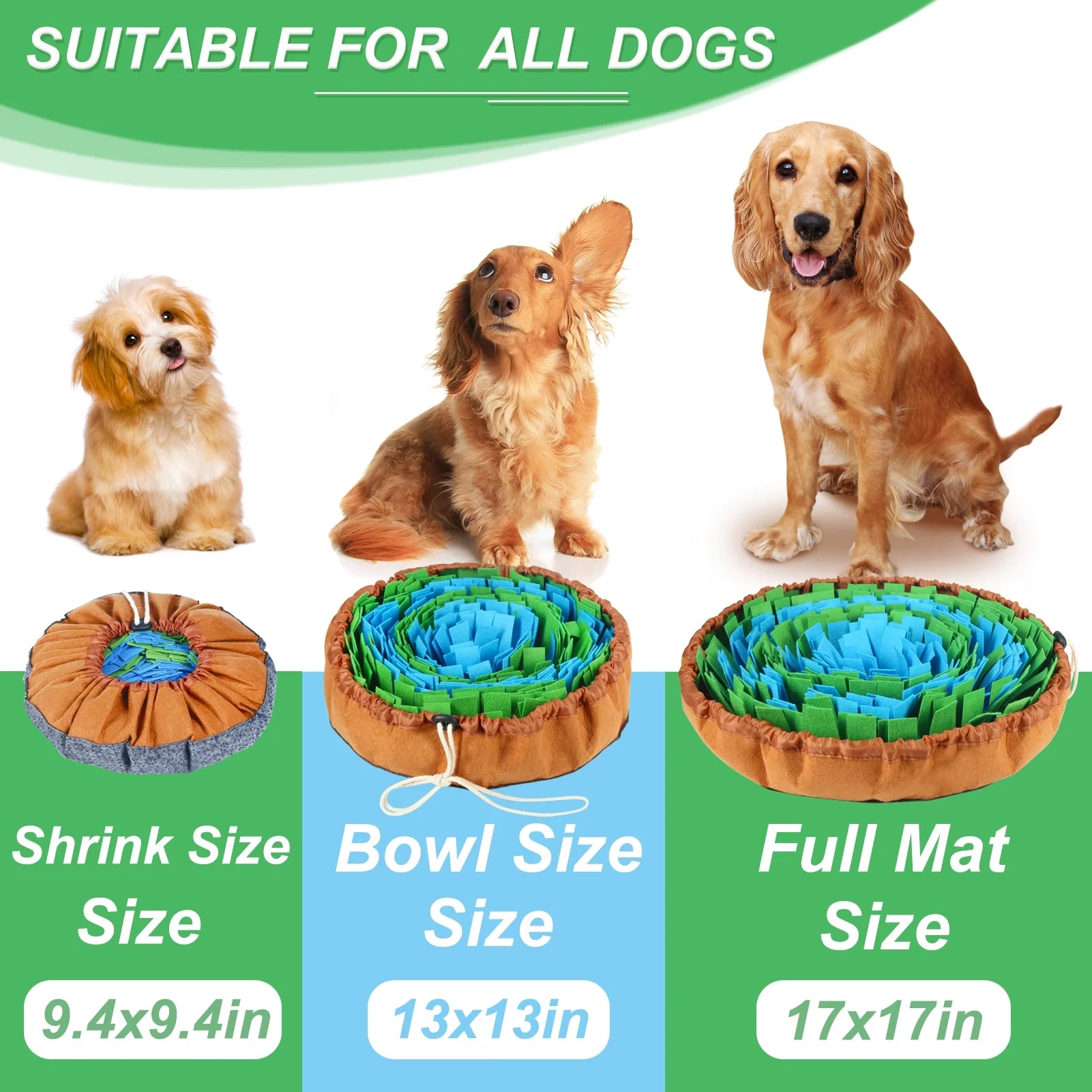 Interactive Snuffle Mat for Dogs - Adjustable Feeding Mat for Smell Training and Slow Eating, Perfect for All Dog Sizes!
